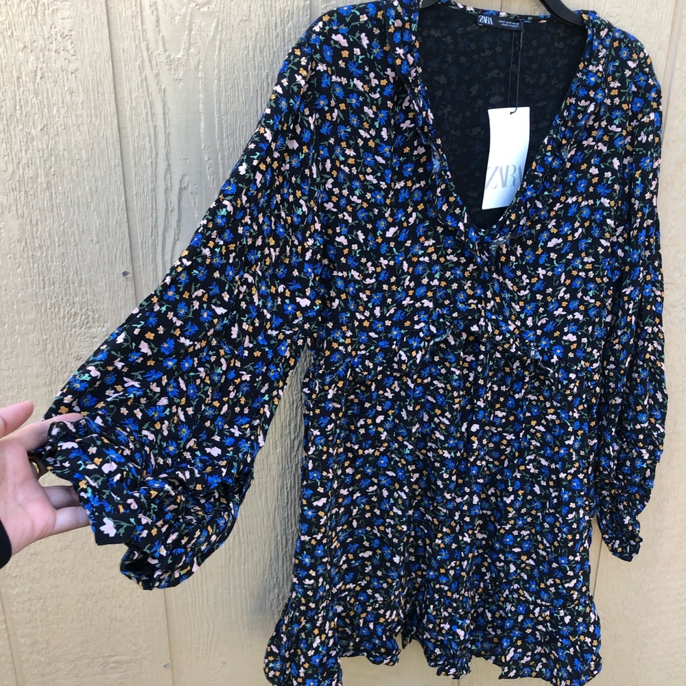 Zara balloon sleeves floral print dress